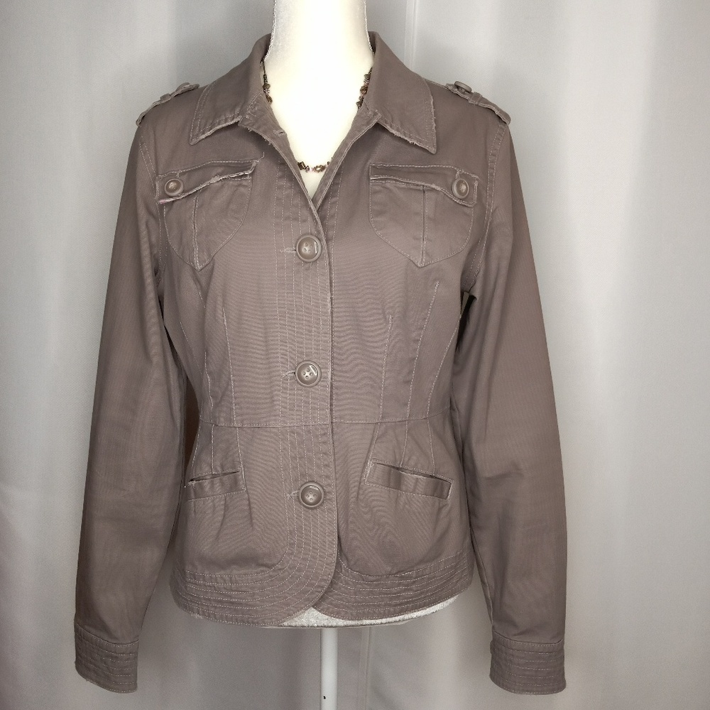 NORI Distressed Gray Jacket Sz L